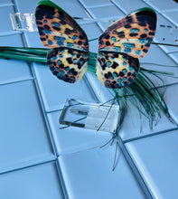Load image into Gallery viewer, Green Pansy Leopard Print Butterfly Wing Studs