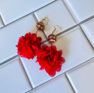 Red Begonia Petal Drop Earrings