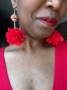 Red Begonia Petal Drop Earrings