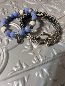 Blue Lite Stone Mens Bracelet