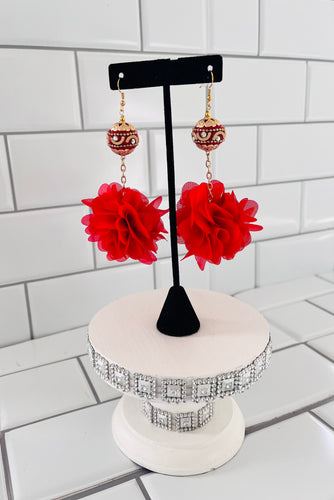 Red Begonia Petal Drop Earrings