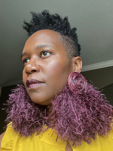 Fluffy Dreamcicle Earrings- Wine
