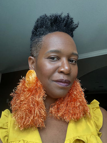 Fluffy Dreamcicle Earrings- Pumpkin