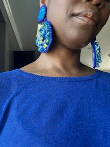On the Flip Side Earrings - Blue Poppy