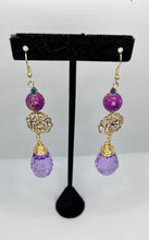 Load image into Gallery viewer, Purple Crystal Dangle Drop Earrings