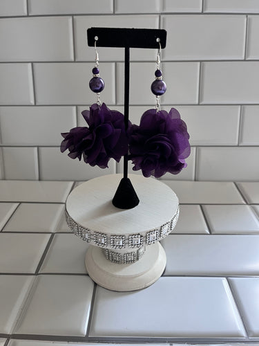 Purple Begonia Petal Drop Earrings