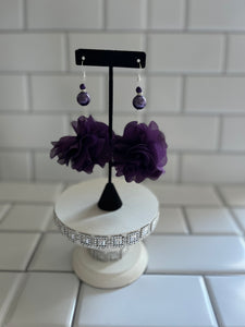 Purple Begonia Petal Drop Earrings