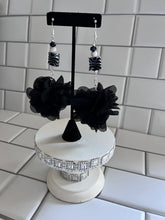 Load image into Gallery viewer, Black Begonia Petal Drop Earrings
