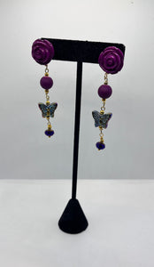 Dainty Purple Flower Bud Earrings