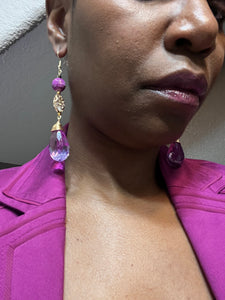 Purple Crystal Dangle Drop Earrings
