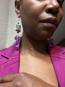 Purple Abstract Chandelier Earrings