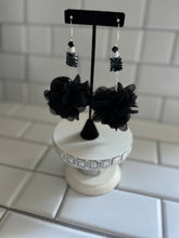 Load image into Gallery viewer, Black Begonia Petal Drop Earrings
