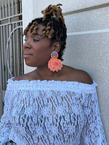 On the Flip Side Earrings - Peach Chiffon