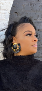 Sheba Leatherette Stud Earrings- Black