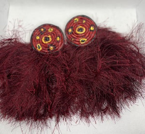 Fluffy Dreamcicle Earrings- Cranberry