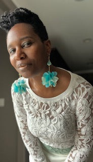 Teal Begonia Petal Drop Earrings