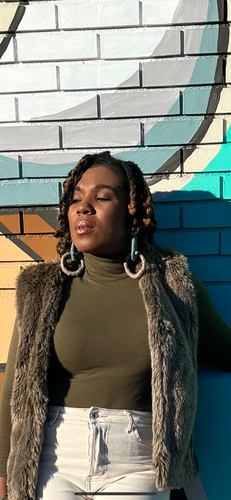 Leather LoopTee Link Earrings- Teal/Taupe